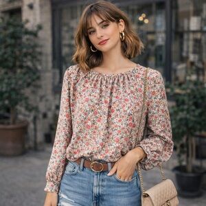 Patterson J. Kincaid Floral Blouse XS Boho Peasant Top